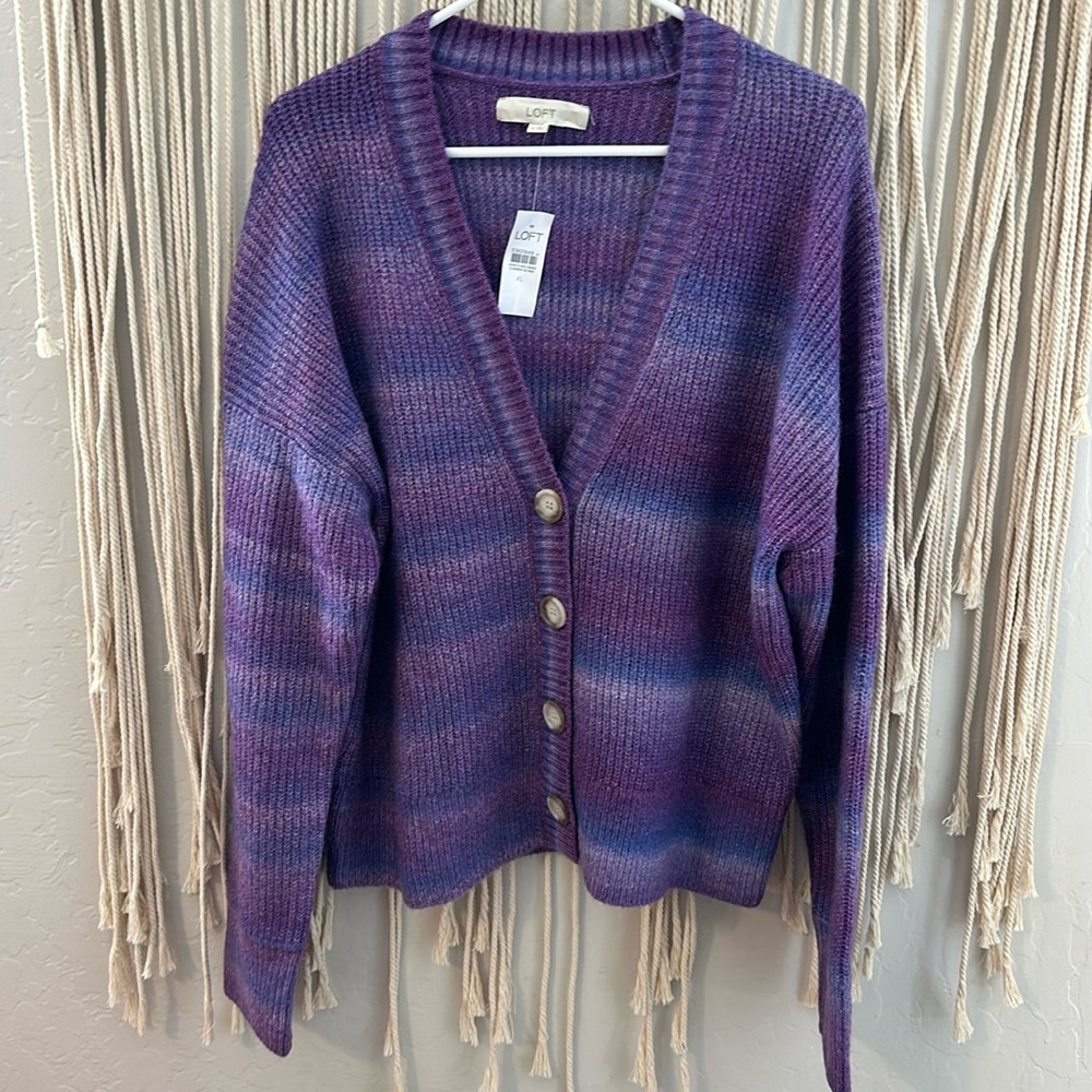 Spacedye Ribbed V-Neck Cardigan - Picture 2 of 5